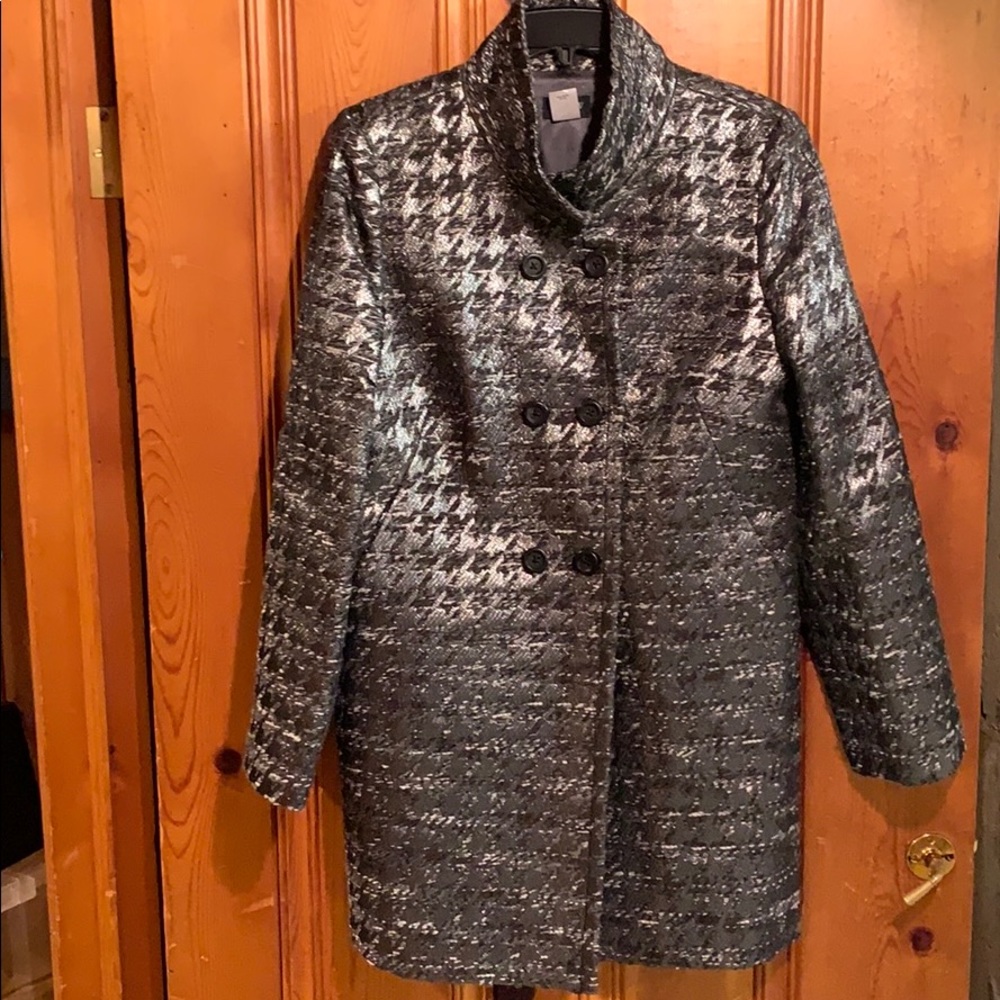 J Crew Silver Metallic Double Breast Coat